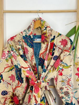 Luxury Velvet Boho Quirky Floral Layer Dinner Chic Coat Bomber Jacket Bolero Spring Lover Cosy Gift | Elegant Bright Beige Pink Teal - Image 6