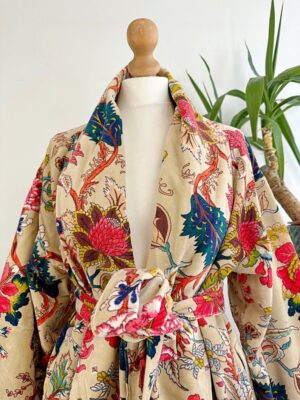 Luxury Velvet Boho Quirky Floral Layer Dinner Chic Coat Bomber Jacket Bolero Spring Lover Cosy Gift | Elegant Bright Beige Pink Teal - Image 9