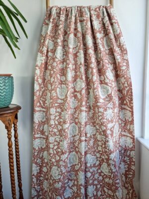Kantha Stitch Pure Cotton Reversible Bed/Sofa Throw King Size Handmade Floral Indian Dohar Elegant Dusted Rose Peach Botanical Bloom - Image 3