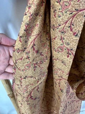 Pure Silk Reversible Recycled Vintage Sari Boho Luxury Kimonos Regal House Dressing Robe Elegant Red Beige Blue Tribal | Oriental Dream Love - Image 5