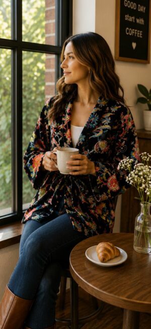 Luxury Velvet Boho Quirky Floral Layer Dinner Chic Coat Bomber Jacket Bolero Autumn Winter Christmas Gift | Elegant Black Rust Blue Green