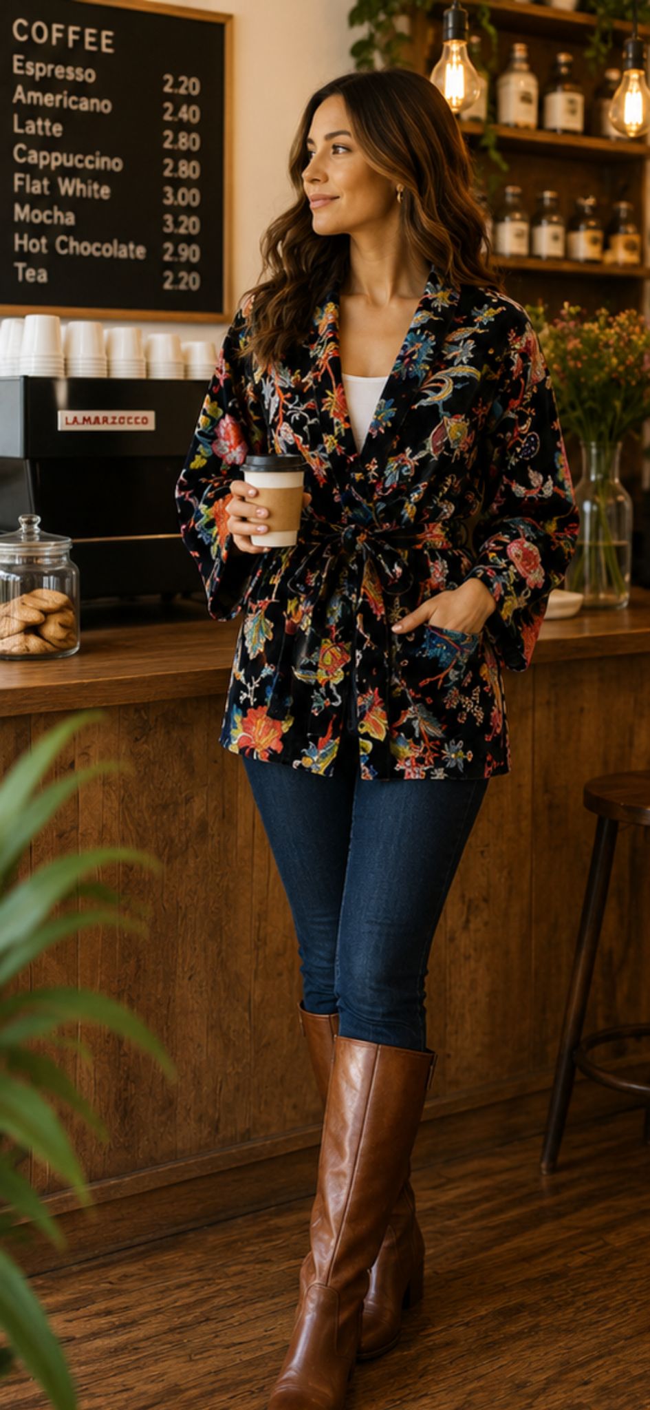 Luxury Velvet Boho Quirky Floral Layer Dinner Chic Coat Bomber Jacket Bolero Autumn Winter Christmas Gift | Elegant Black Rust Blue Green - Image 2