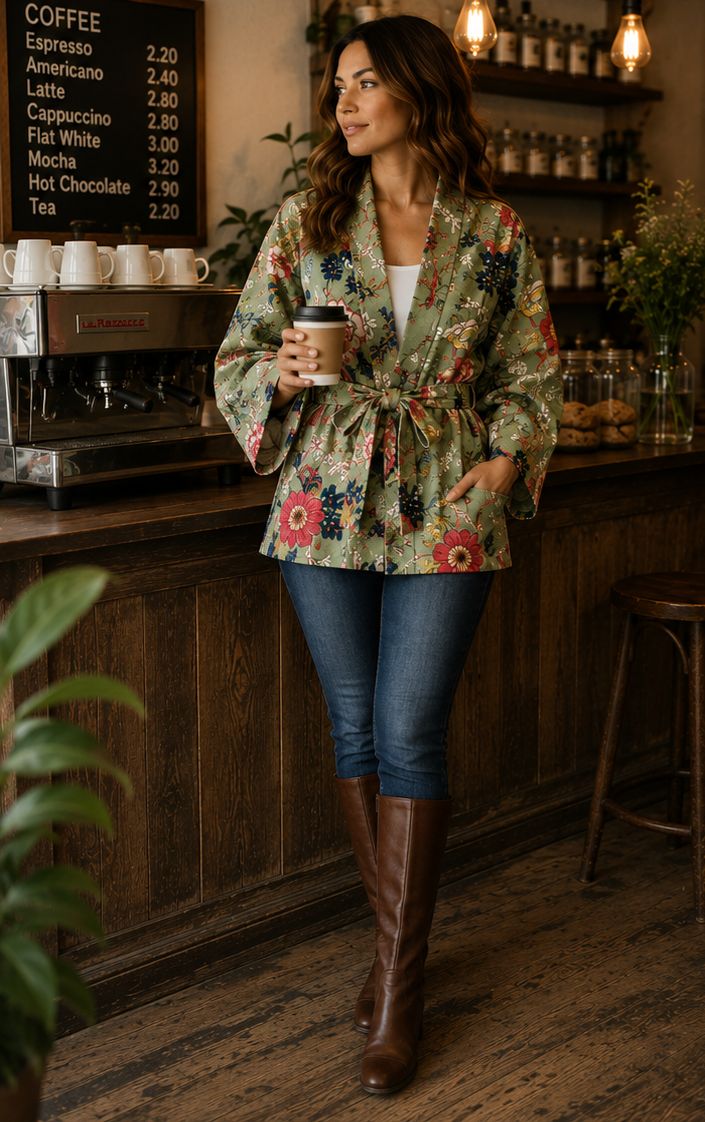 Luxury Velvet Boho Quirky Floral Layer Dinner Chic Coat Bomber Jacket Bolero Spring Gift | Elegant Pistachio Summer Green Pink Teal (Copy)