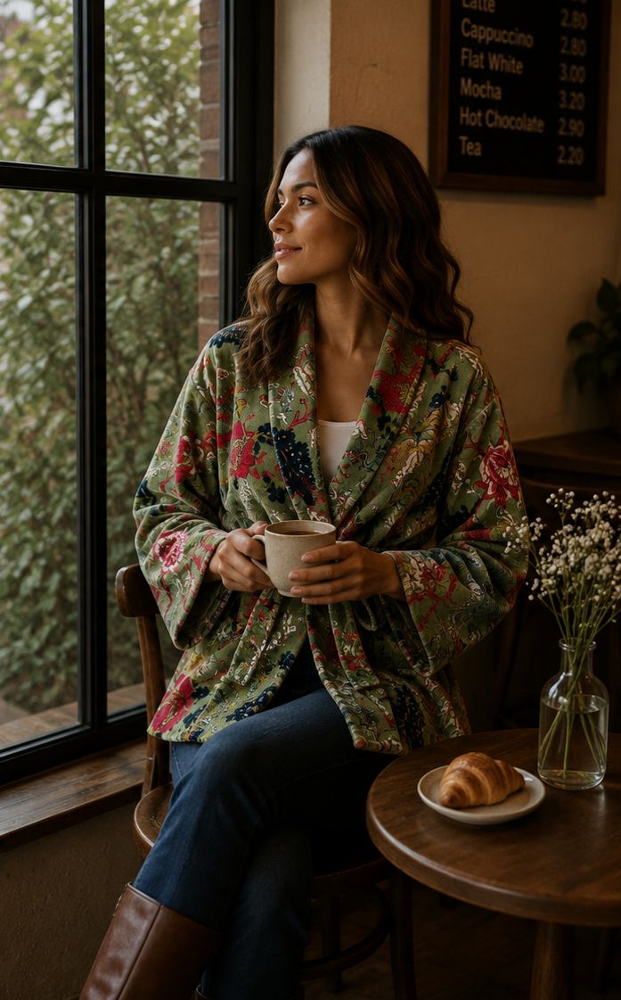 Luxury Velvet Boho Quirky Floral Layer Dinner Chic Coat Bomber Jacket Bolero Spring Gift | Elegant Pistachio Summer Green Pink Teal (Copy) - Image 2
