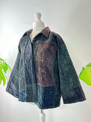 Luxury Velvet Boho Quirky Bolero Urban Chic Artisan Coat Patchwork Stonewash Jacket Winter Christmas Luxury Gift Classic Black Midnight Love - Image 3