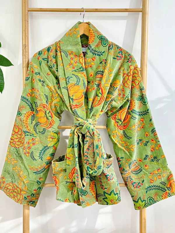 Luxury Velvet Boho Quirky Floral Layer Dinner Chic Coat Bomber Jacket Bolero Spring Gift | Elegant Pistachio Summer Green Pink Teal