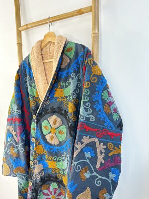 Suzani Hand Embroidered Short Jacket | Autumn Winter Boho Uzbek Kashmir Crewel | Luxe Special Gift | Classic Elegant Black Pink Red Green | - Image 9