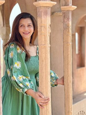 Embroidered Daisy Floral Pure Cotton Long Smocking Dress Boho Chic Colourful Summer Elegant Comfy Daywear Mom Outfit Soft Green Leaf White - Image 2