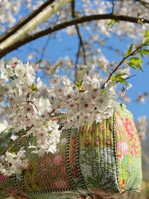 Quilted Patchwork Duffle Tote Shoulder Green Bag Cotton Eco friendly Sustainable Sturdy Travel | Yoga Shopping Beach Artist Boho Weekender - Image 2