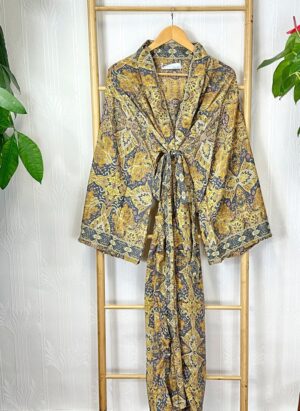 Men's Silky Boho Kimonos Dressing Robe Urban Man House Beach Artist Summer King Beach Elegant Boho Mustard Charcoal Grey Digital |Lover Gift - Image 7