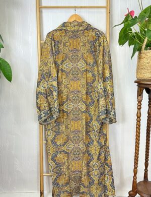 Men's Silky Boho Kimonos Dressing Robe Urban Man House Beach Artist Summer King Beach Elegant Boho Mustard Charcoal Grey Digital |Lover Gift - Image 9