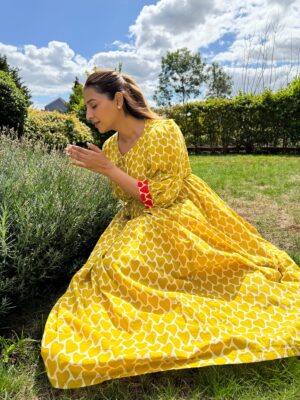 Pure Cotton Long Dress Indian Block Print Boho Colourful Summer Earthy Elegant Comfy Daywear Mom Outfit Terracotta Rose Dream - Image 2